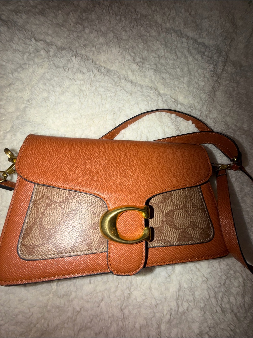 Coach Orange Signature Canvas Saddle Crossbody with Gold 'C' Hardware